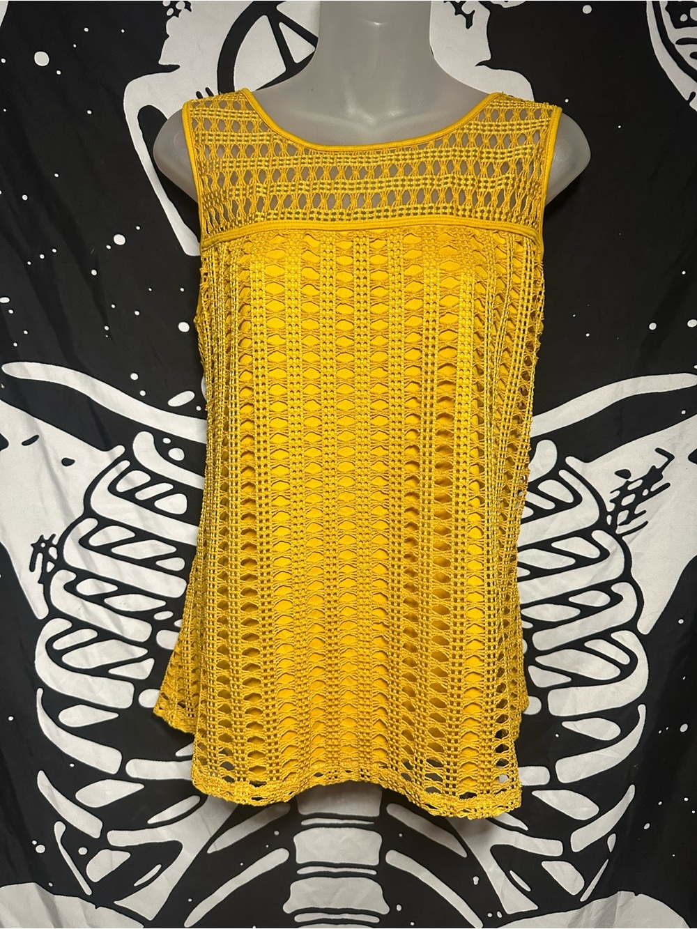 NAIF Yellow Crochet Tank Top